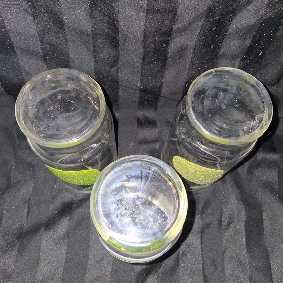 Set Of 3 Vintage Textured Fruit Motif Green Pear 5" Glass Tumblers - Picture 4 of 7